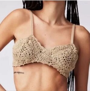 Free People Tan Crochet Bra